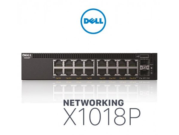 Switch Dell Networking X1018P Smart Web Managed Switch, 16x1GbE PoE/ 2x1GbE SFP ports